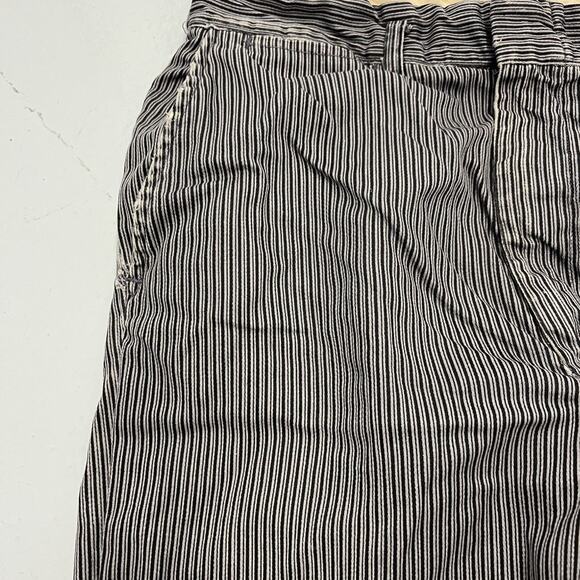 Vintage 40s 50s Black Striped Cotton Flat Trousers 27x30 - Picture 2 of 6
